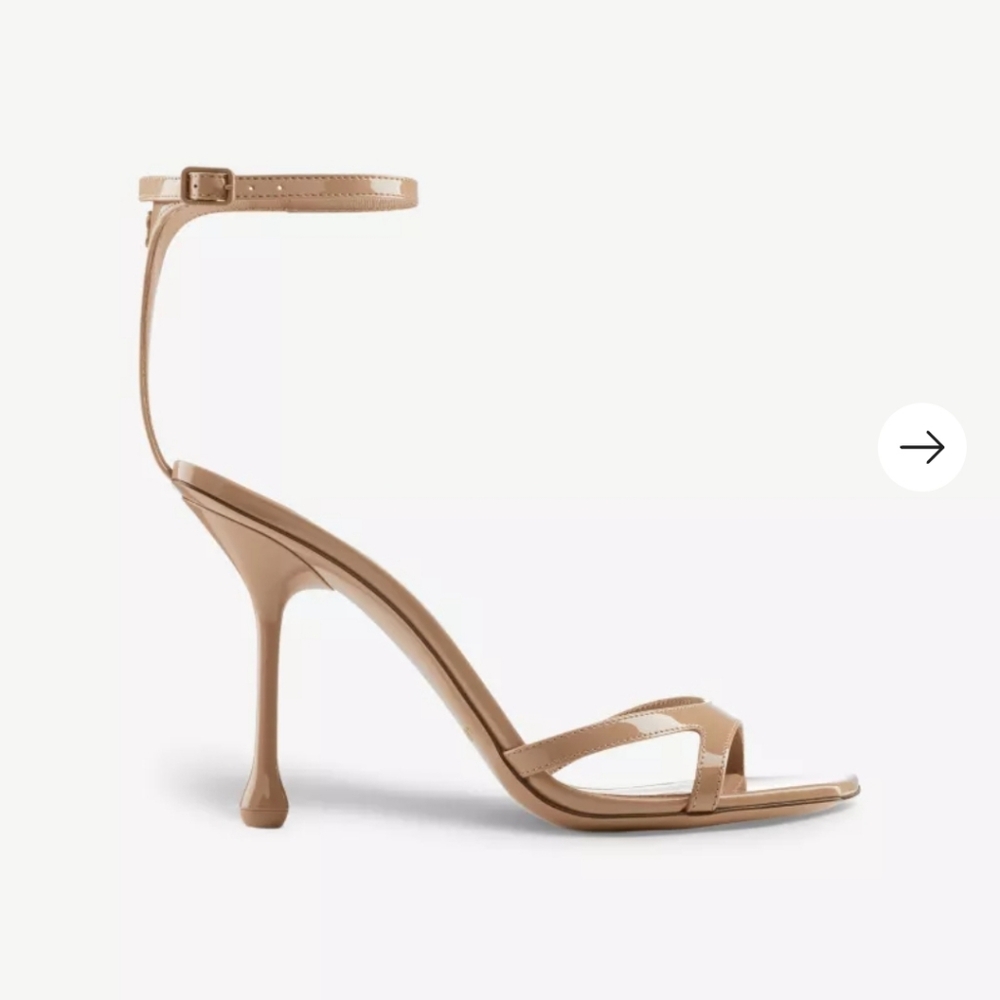 Jimmy Choo Ixia Patent Leather Cut Out Ankle-Strap Sandals 95mm Size 42